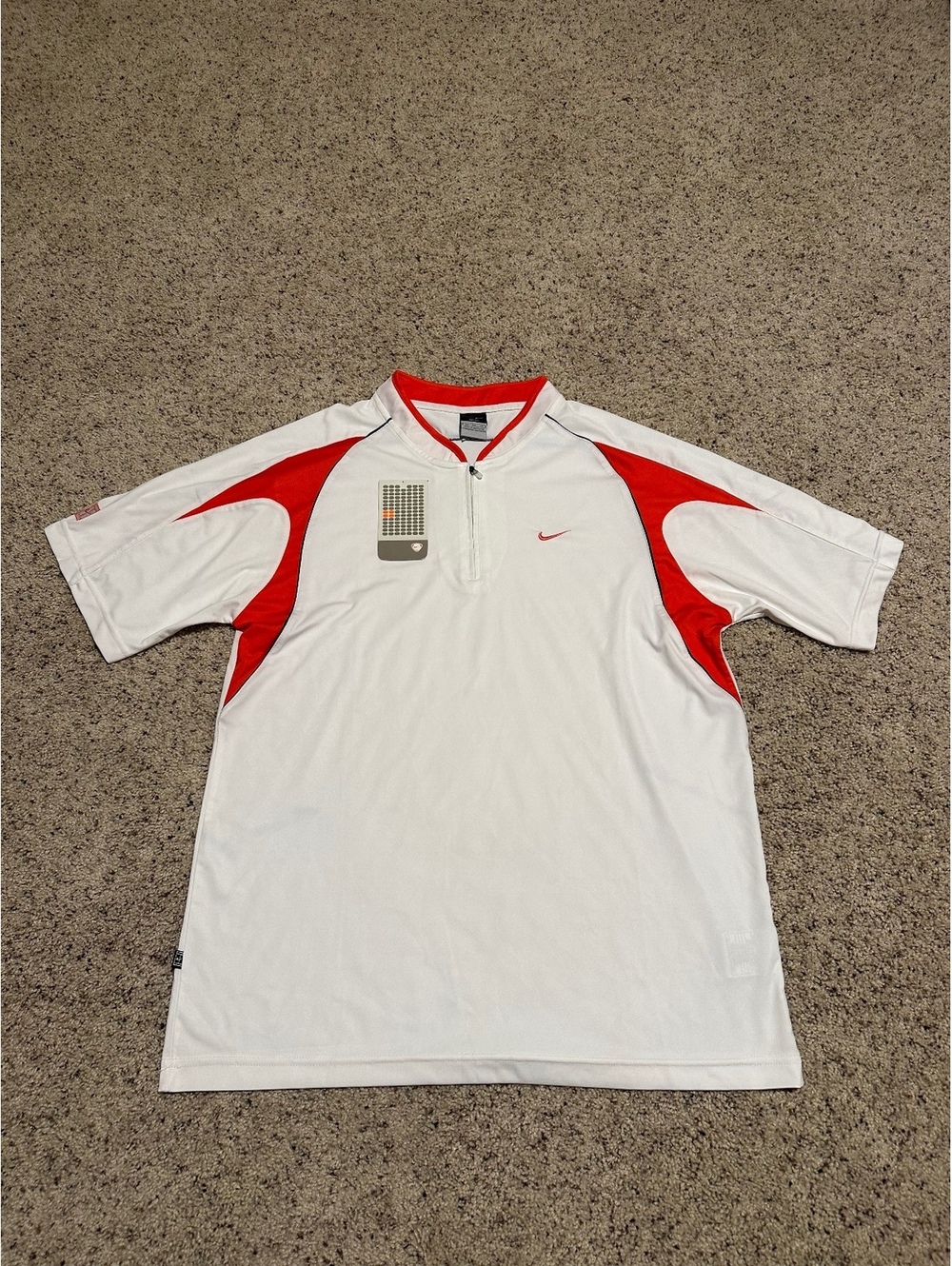 NWT Nike Dri-FIT White and Red Short Sleeve Polo Shirt Size XL